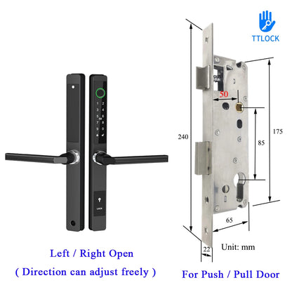 Waterproof Smart Lock – Fingerprint, Password & Card Access for Sliding Doors