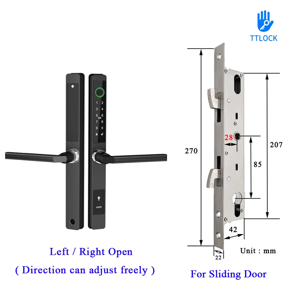 Waterproof Smart Lock – Fingerprint, Password & Card Access for Sliding Doors