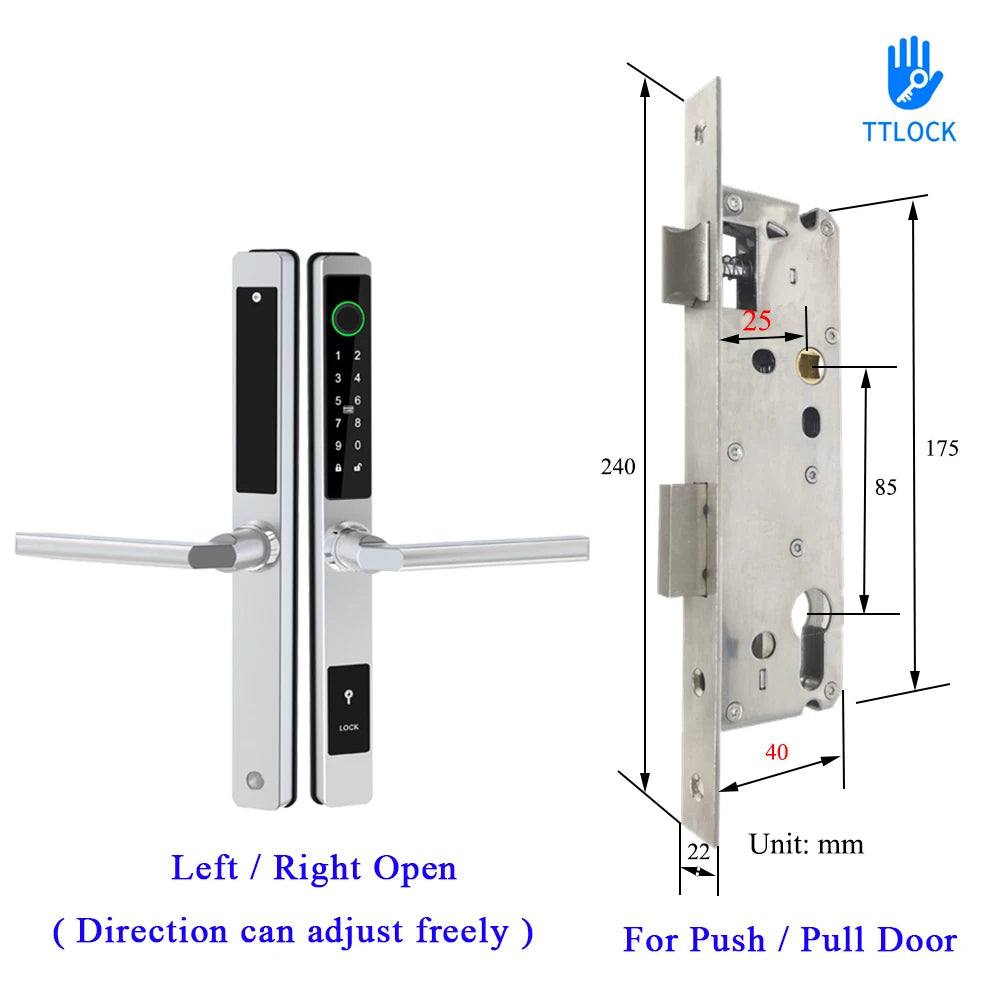 Waterproof Smart Lock – Fingerprint, Password & Card Access for Sliding Doors