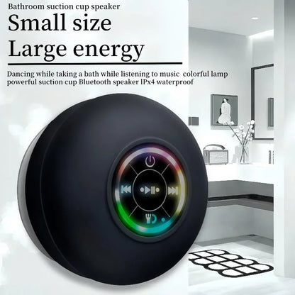 AquaBeat Mini: Waterproof LED Bluetooth Speaker with Powerful Sound & Suction Cup Mount