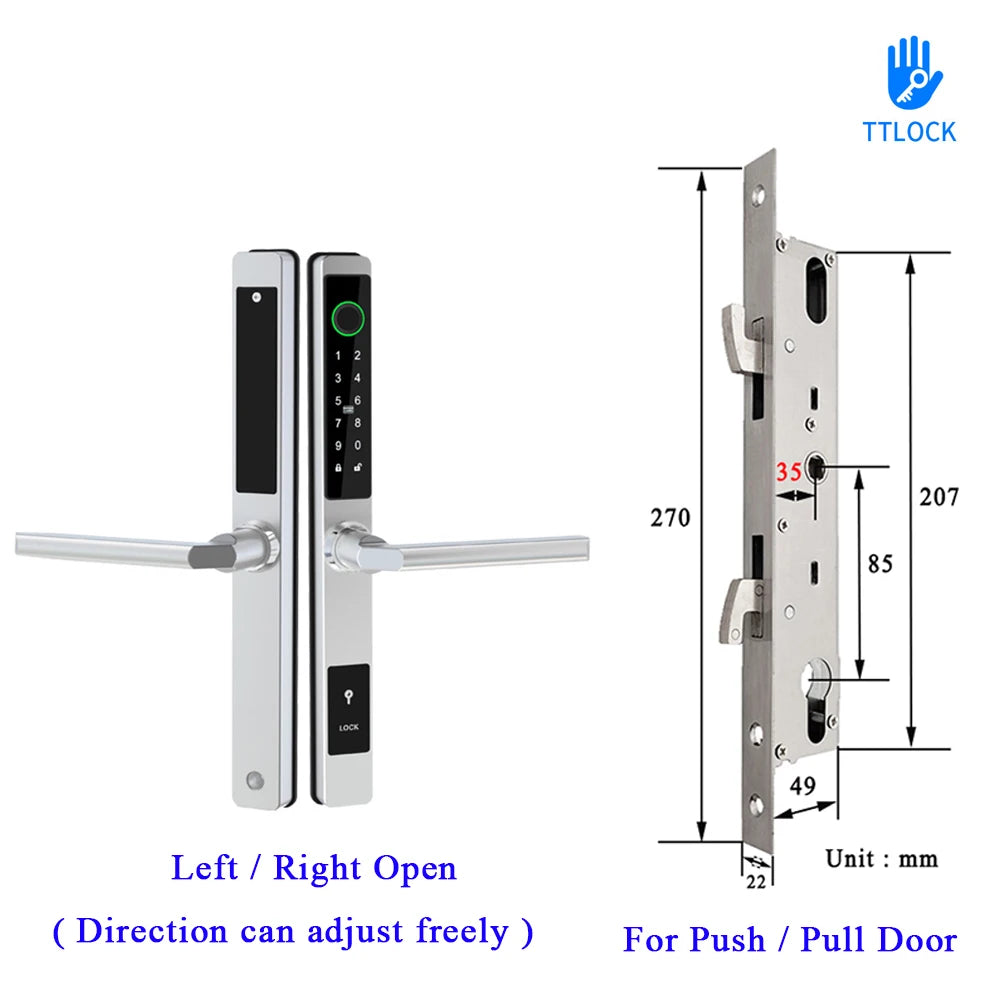 Waterproof Smart Lock – Fingerprint, Password & Card Access for Sliding Doors