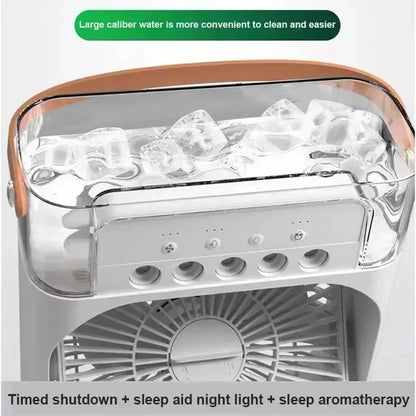 Portable Fan Air Conditioners USB Electric Fan Air Cooler LED Night Light Water Mist Fun 3 in 1 Air Humidifier for Home