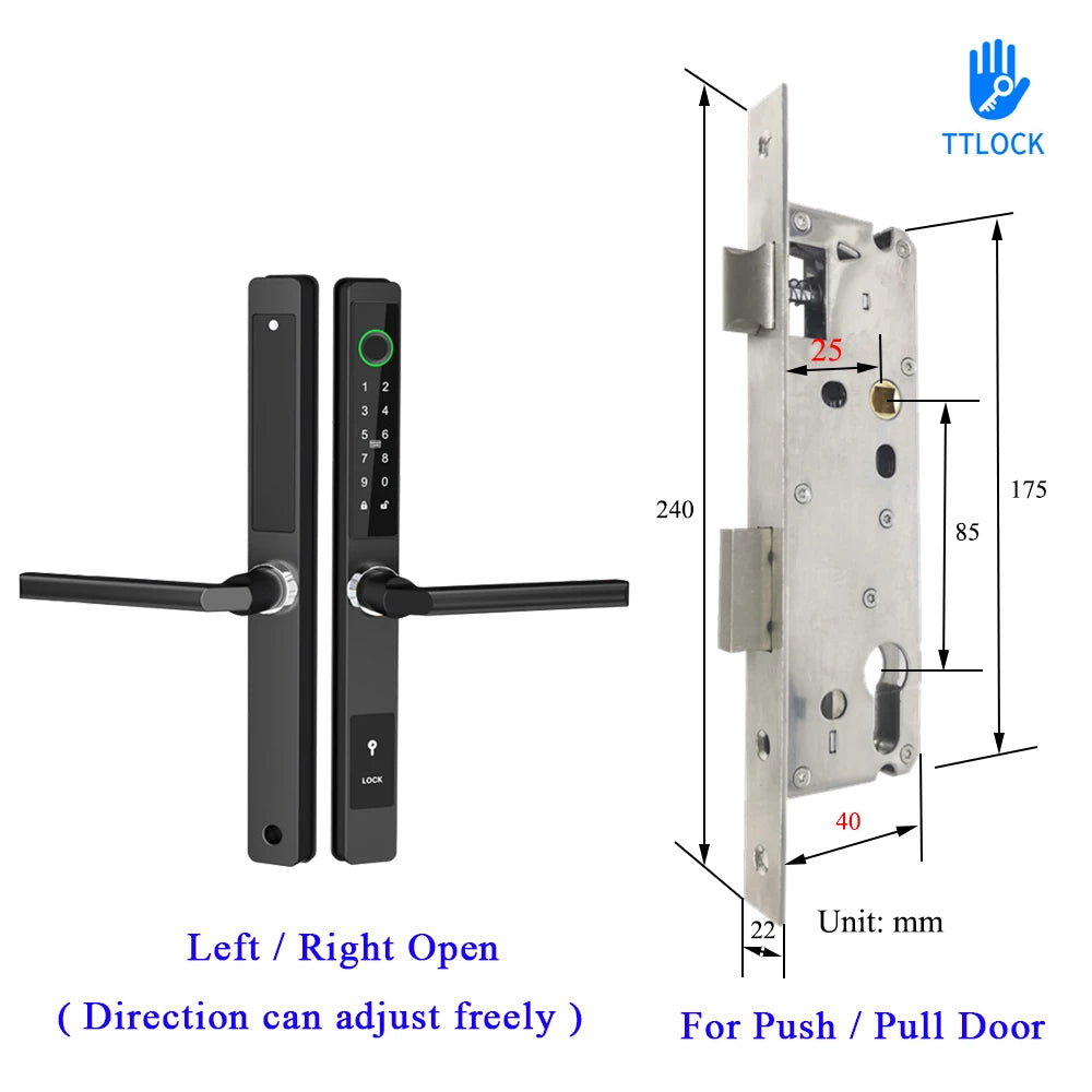 Waterproof Smart Lock – Fingerprint, Password & Card Access for Sliding Doors