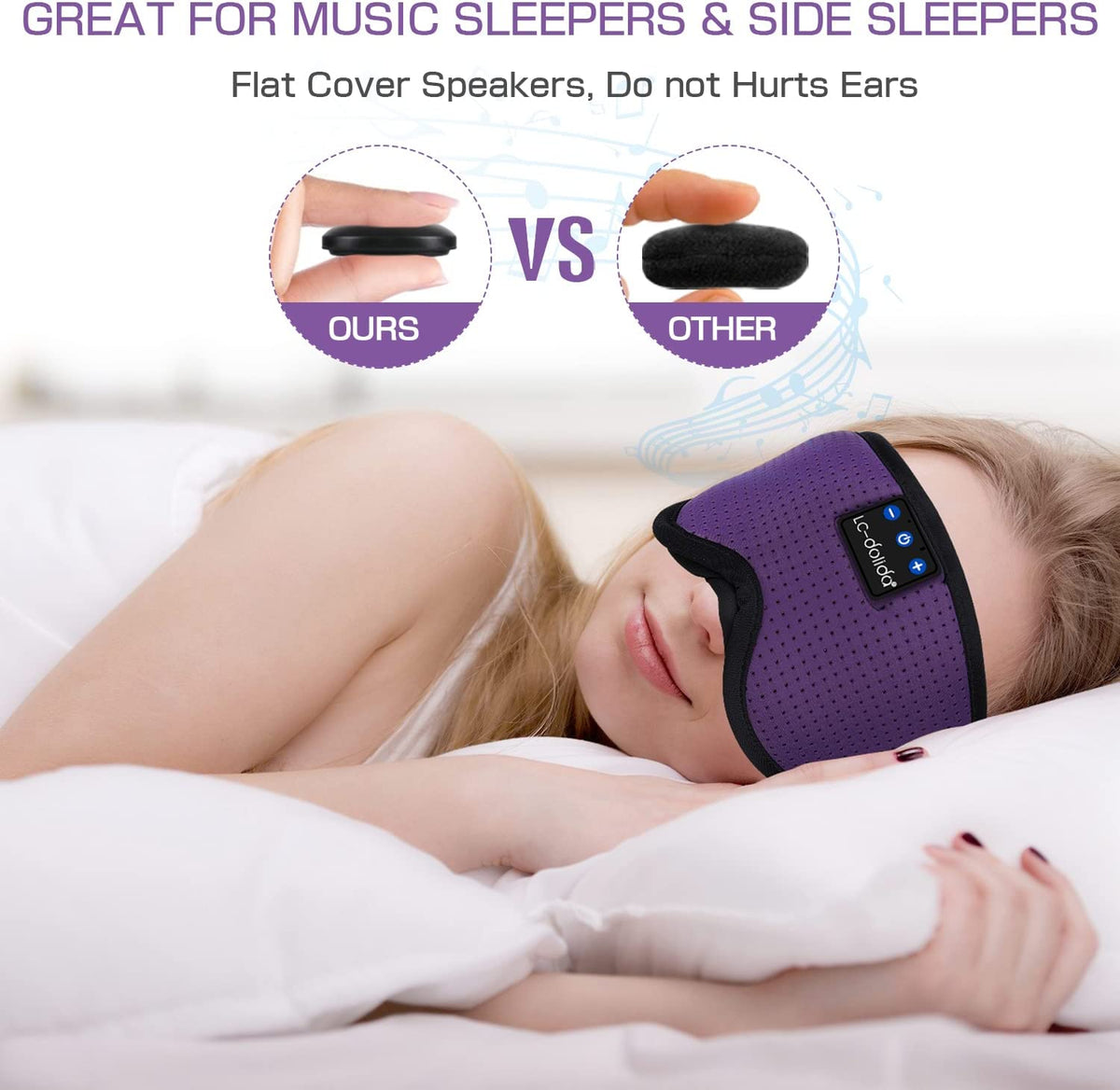 Sleep Headphones, Silk Sleep Mask Bluetooth Wireless Music Eye Mask, Sleeping Headphones for Side Sleepers Sleep Mask with Bluetooth Headphones Ultra-Thin Stereo Speaker Perfect for Sleeping