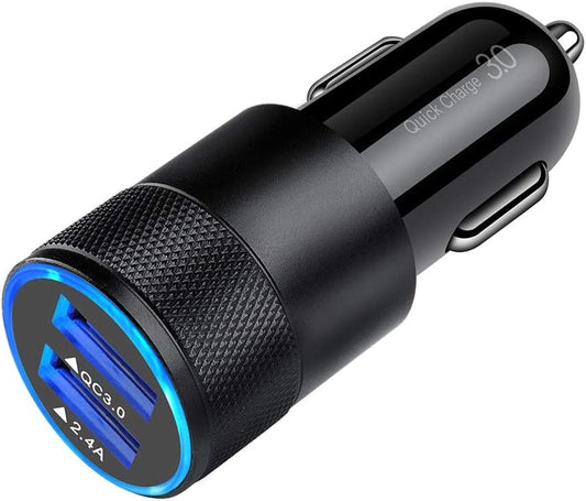 Fast Car Charger, Quick Charging 5.4A/30W Phone USB Adapter Rapid Plug 2 Port Cigarette Lighter Auto Charger Flush Compatible Samsung, Tablet, Iphone, Ipad, LG, Automobile