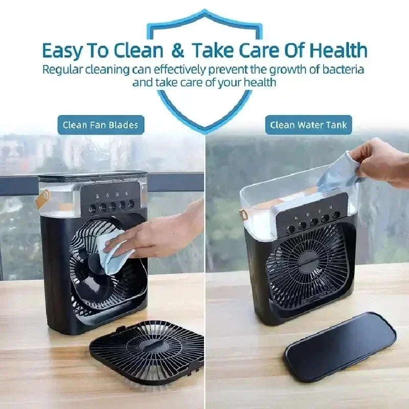 Portable Fan Air Conditioners USB Electric Fan Air Cooler LED Night Light Water Mist Fun 3 in 1 Air Humidifier for Home